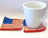Small Crochet American Flags - Set of 2 coasters - patriotic - independence day - 4th of july - stars and stripes