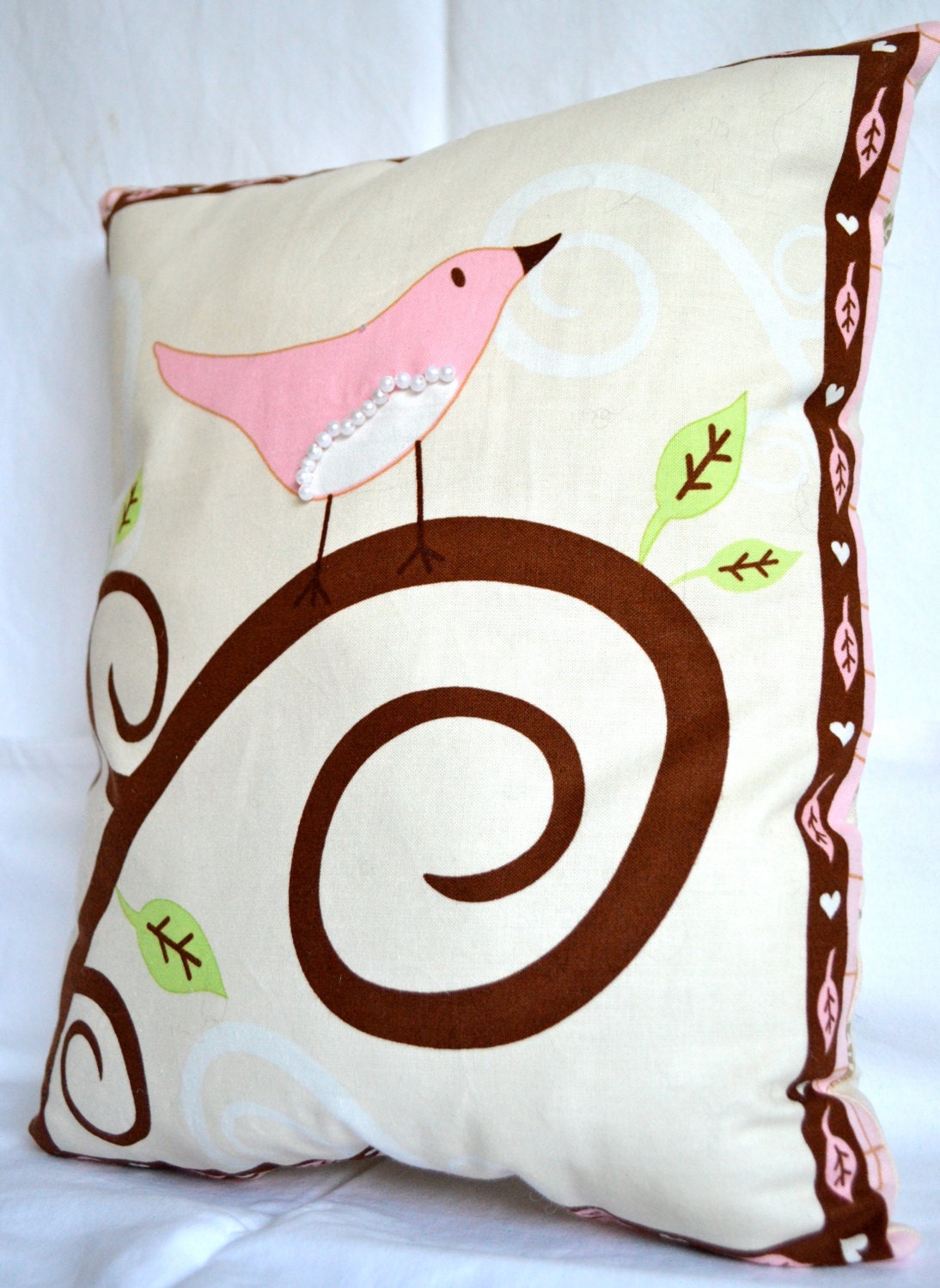 Love Birds Jewelled Handmade Cushion