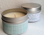 Set of 2 Blue and Turquoise White Tea Soy Candles - PenAndCandle