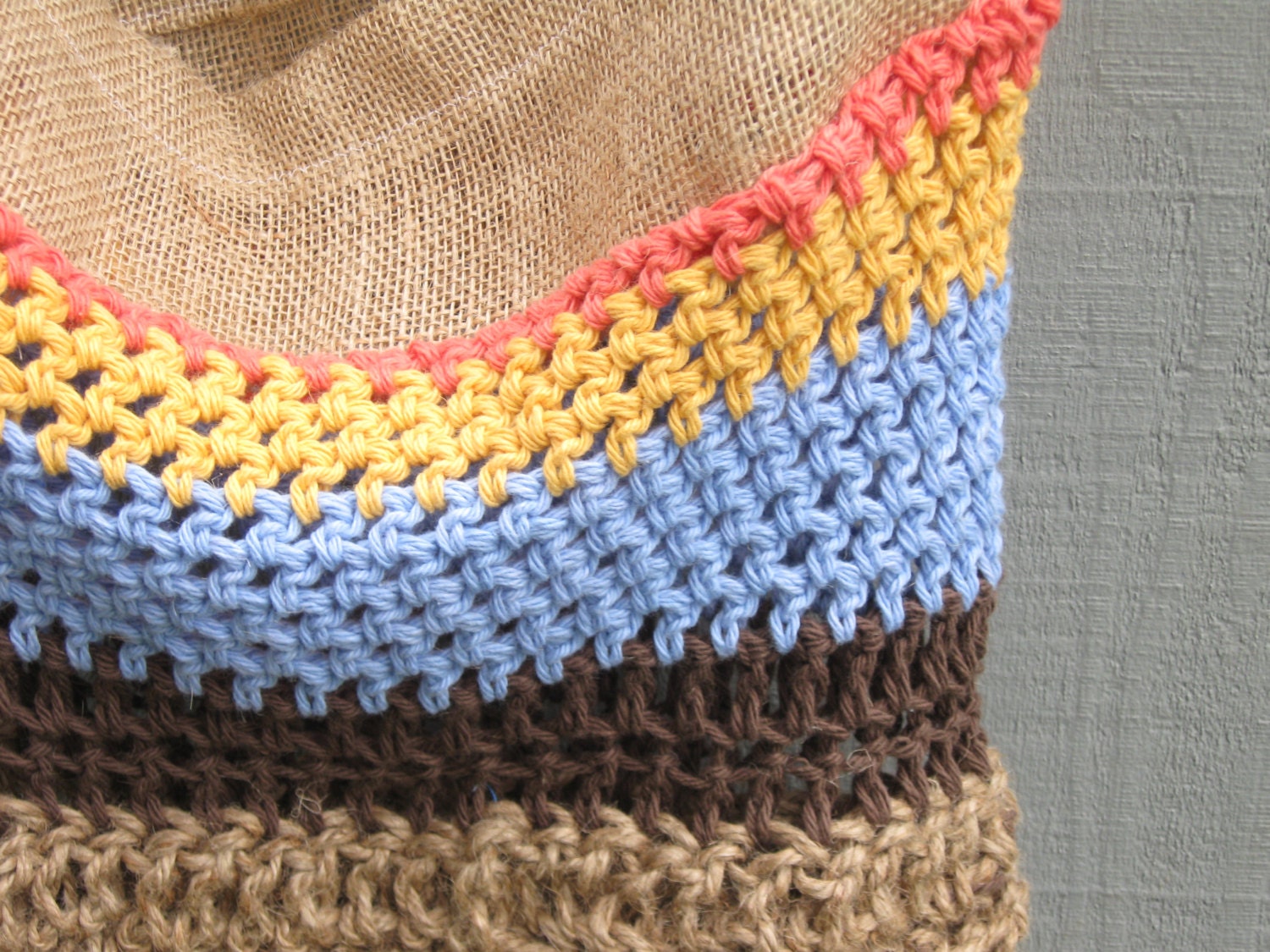 eco-conscious jute bag, burlap, crochet market bag /tote/ purse, eco friendly materials