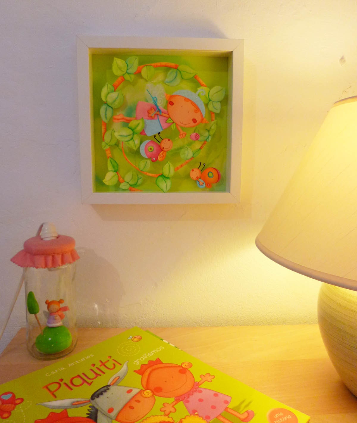 This is Lili the fairy, who loves to wake up butterflies with her flower bell. - mixed media original
