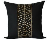 Metallic Gold Feathered Chevron Euro 24" x 24" Pillow Cover - KyleWayneTaylorHome