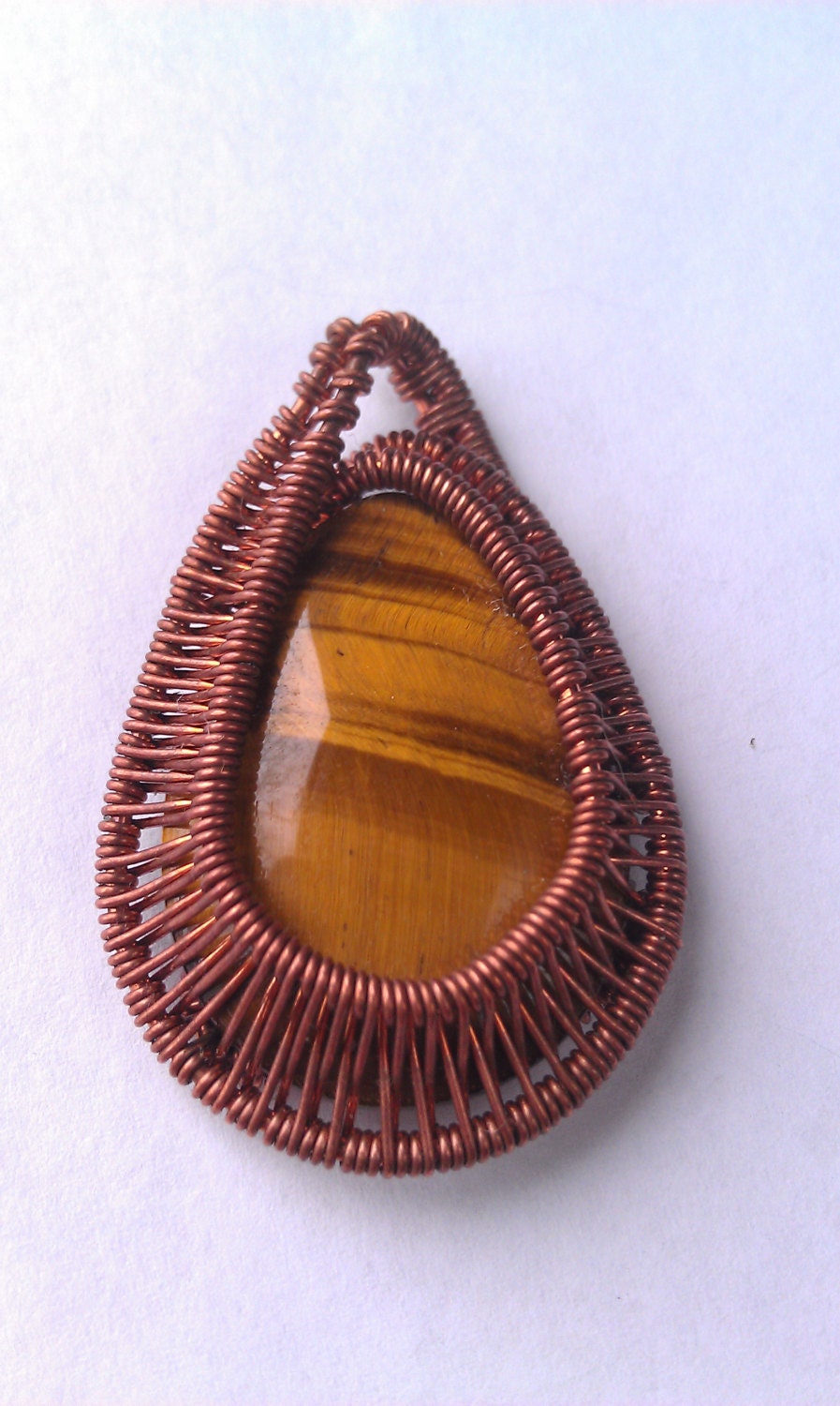 Tiger Eye Copper Wire Wrap Pendant