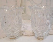 Set of 2 Vintage Home Interiors Homco Cut Glass Ornate Thick Glass Sconces Votive Candle Holders Elegant/Farmhouse/Cottage/Chic