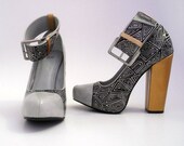 Hand painted high heel shoes - "Gold Street"
