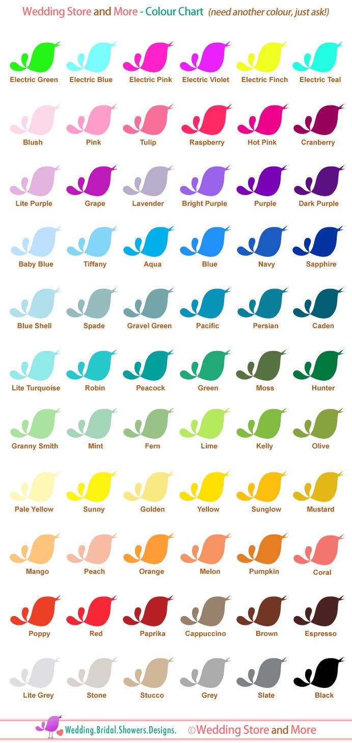 Colour Chart - color swatch. Printed colour chart for stickers, wedding favors, tags, bottle labels, more. Personalize to suit you.