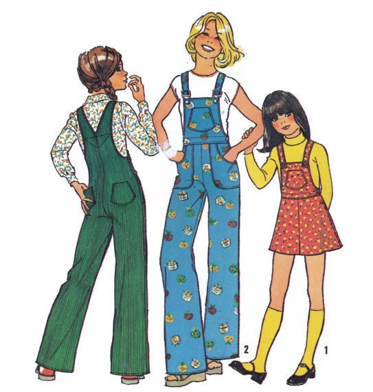 Vintage Simplicity Pattern 7032 Childs Jumper and Overalls Dungarees Size 6 1970s