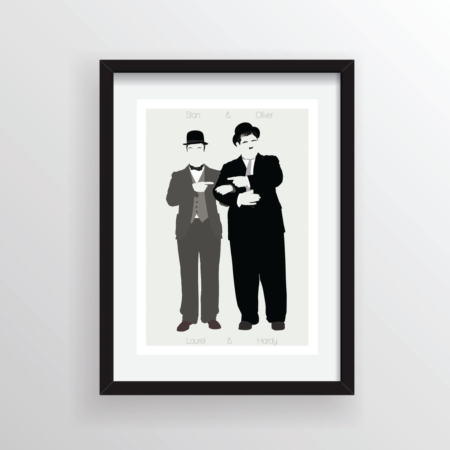 Laurel & Hardy - Minimal iconic A3 Digital Art Print, Wall Poster Graphic Limited Edition of 50