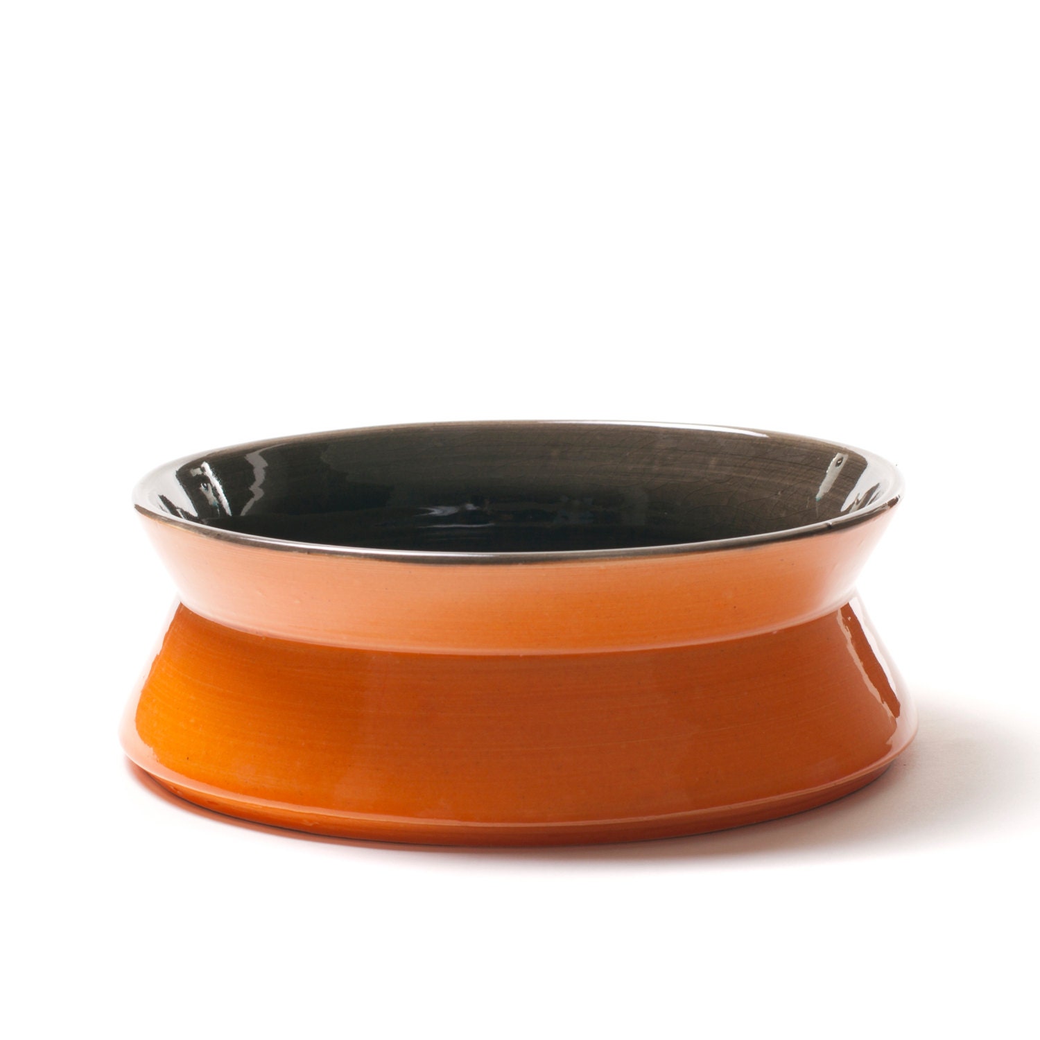 Orange and Gray Bowl - Handmade Wheel-Thrown Ceramic Pottery - Modern, different and colorful