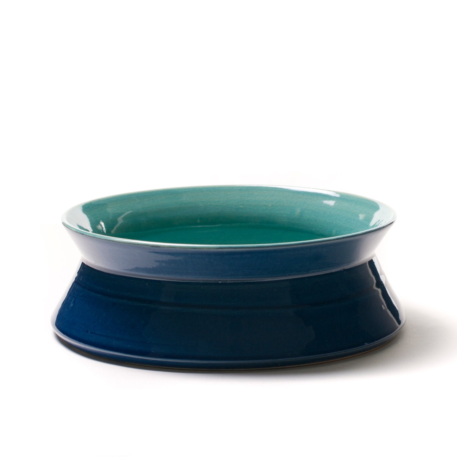 Blue and Turquoise Bowl - Handmade Wheel-Thrown Ceramic Pottery - Modern, different and colorful