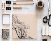 ON SALE Father's Day Gift, Large Notebook,  Eco Friendly, Recycled, Handmade Print Screen Journal with a Tree, Square Recycled Sketchbook