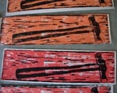Raising Hammer Woodcut Print