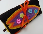 Jewelry Roll/Pouch/Case/Organizer/Bag/Holder w/ a felt Surf Board applique