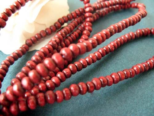 1pcs Red wood bead 60CM and The diameter of bead is 5MM