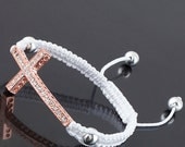 Cross Bracelet - Rose Gold Metal Curved Cross Beads