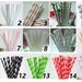 Paper Straws-100 Star Polka Swiss Dots Star Paper Straws-Assorted Colors Cake  Party Straws for Wedding Valentine's Blue Red Green Black