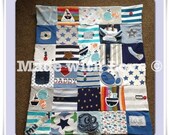 Patchwork keepsake blanket made from old baby clothes. 1st birthday. christening