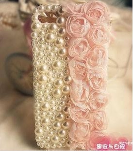 Half pearl flower iPhone 4 case iPhone 5 case iPhone 5 cover iphone 4s case bling bling iphone case,iphone cover