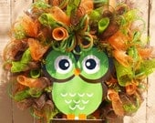 Fun Owl Deco Mesh Wreath for Summer and Fall
