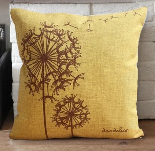 Sunflower Linen Pillow Pillow cover Cushion cover pillow cover yellow Home Decor Throw pillow Decorative pillow 18"