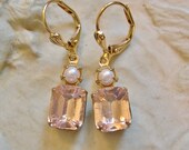 Blush Pink Pearl Gold Earrings, Glass, Rosaline Jewels