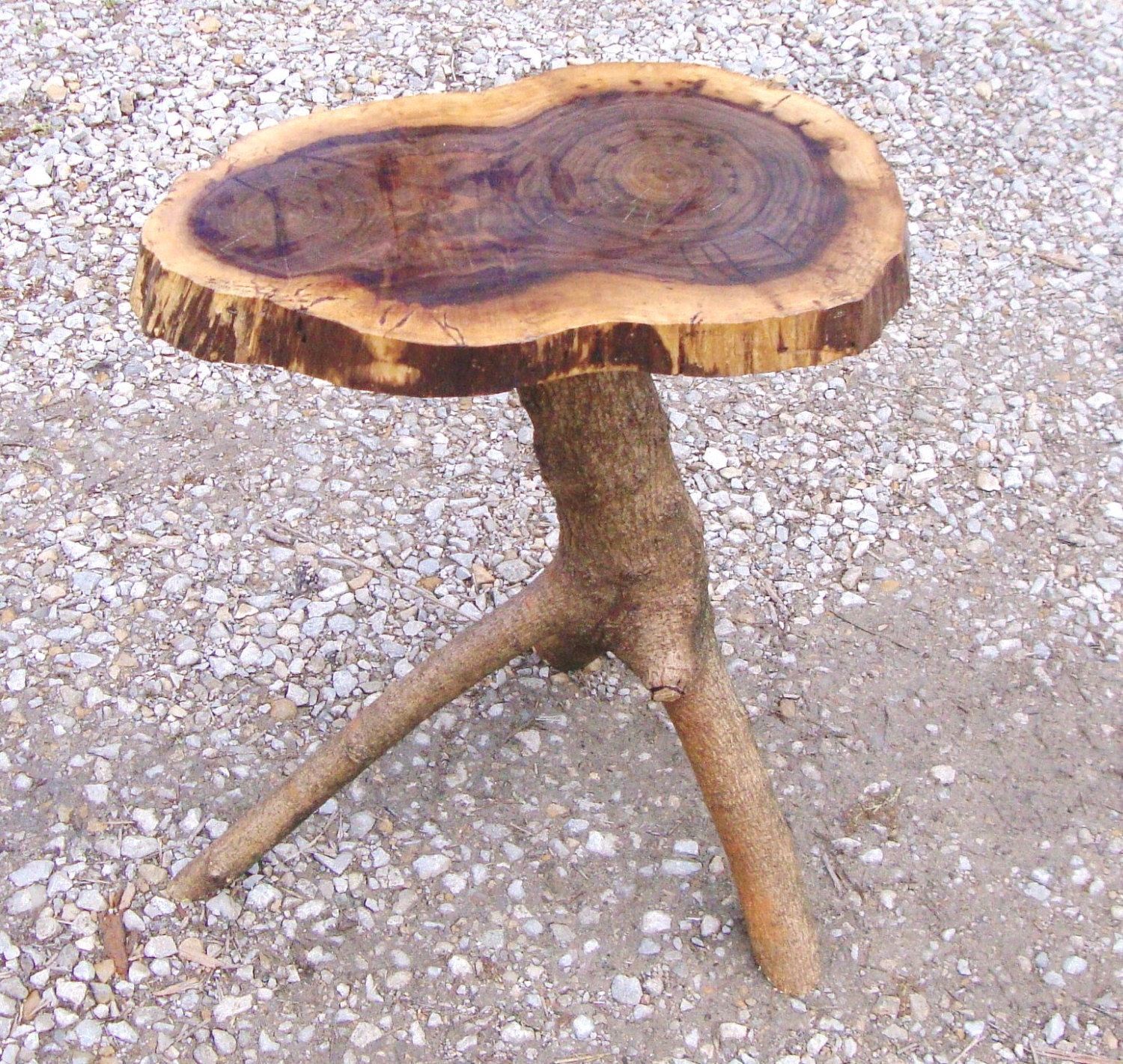 Rustic Natural Black Walnut End Table Cabin Furniture Stand