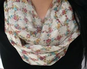 Floral Circle Scarf. Spring Infinity Scarf. Tube Scarf. Women Accessories.
