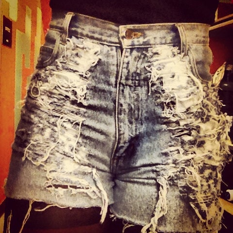 Distressed High Waisted Denim Shorts