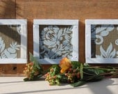 Handmade Wall Hanging White Frame 7" x 7" Recycled Wood Frame - Catalina set of 3