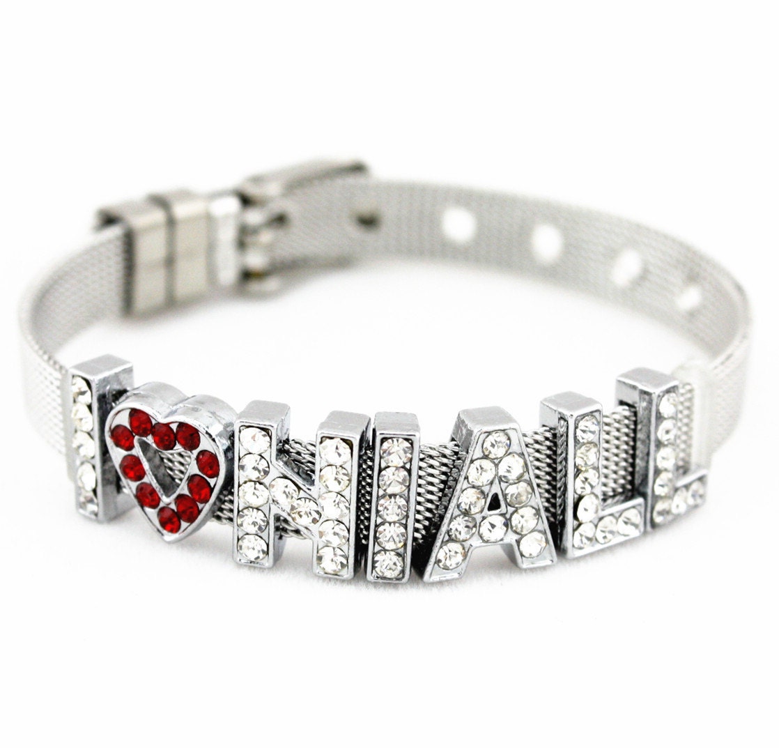One Direction DIY 1D I love  Niall 1D   Niall Silver Tone Chain Heart Crystals Letter Colorful Bracelet Liam
