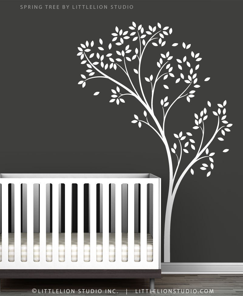 White Spring Tree Wall Decal by LittleLion Studio
