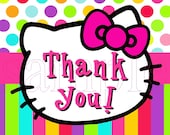 Personalized Hello Kitty Polka Dot & Stripe Party Favor Gift Bag Tag Label 6 per sheet (Printable JPEG,PDF)