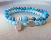 Women's Wish Love Bracelet set, Mala set, Amazonite bracelet, Impression Jasper, intention bracelet, Gemstone bracelet, Buddhist bracelet