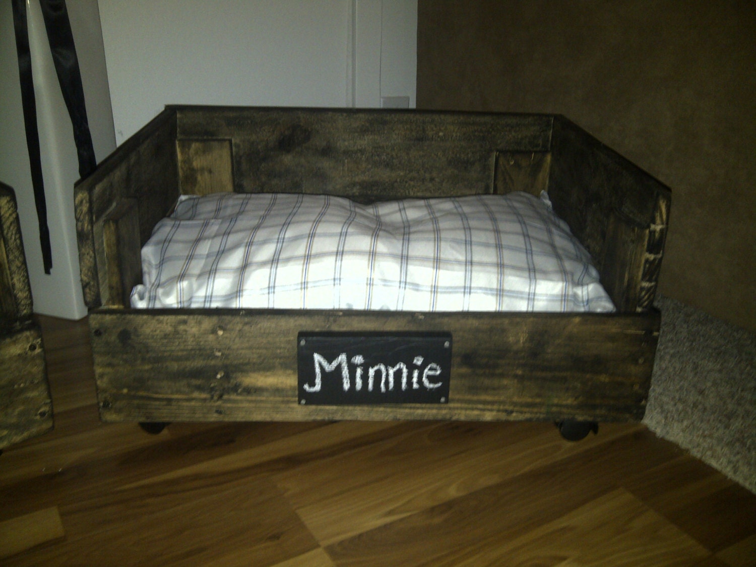 Wooden Pallet Crate Dog Bed with custom hand painted Name (Medium SIzed)
