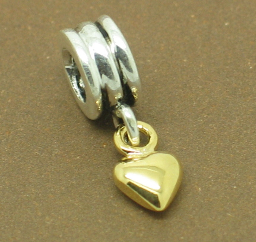 P091 Authentic  925 Sterling Silver European Charm Bead fit / for  Pandora Bracelet w/ Thread