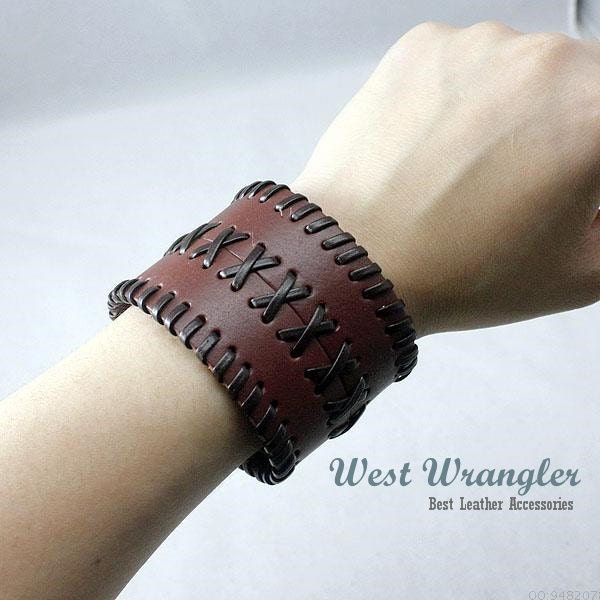 Very Cool Chunky Double Braided Leather Bracelet Cuff
