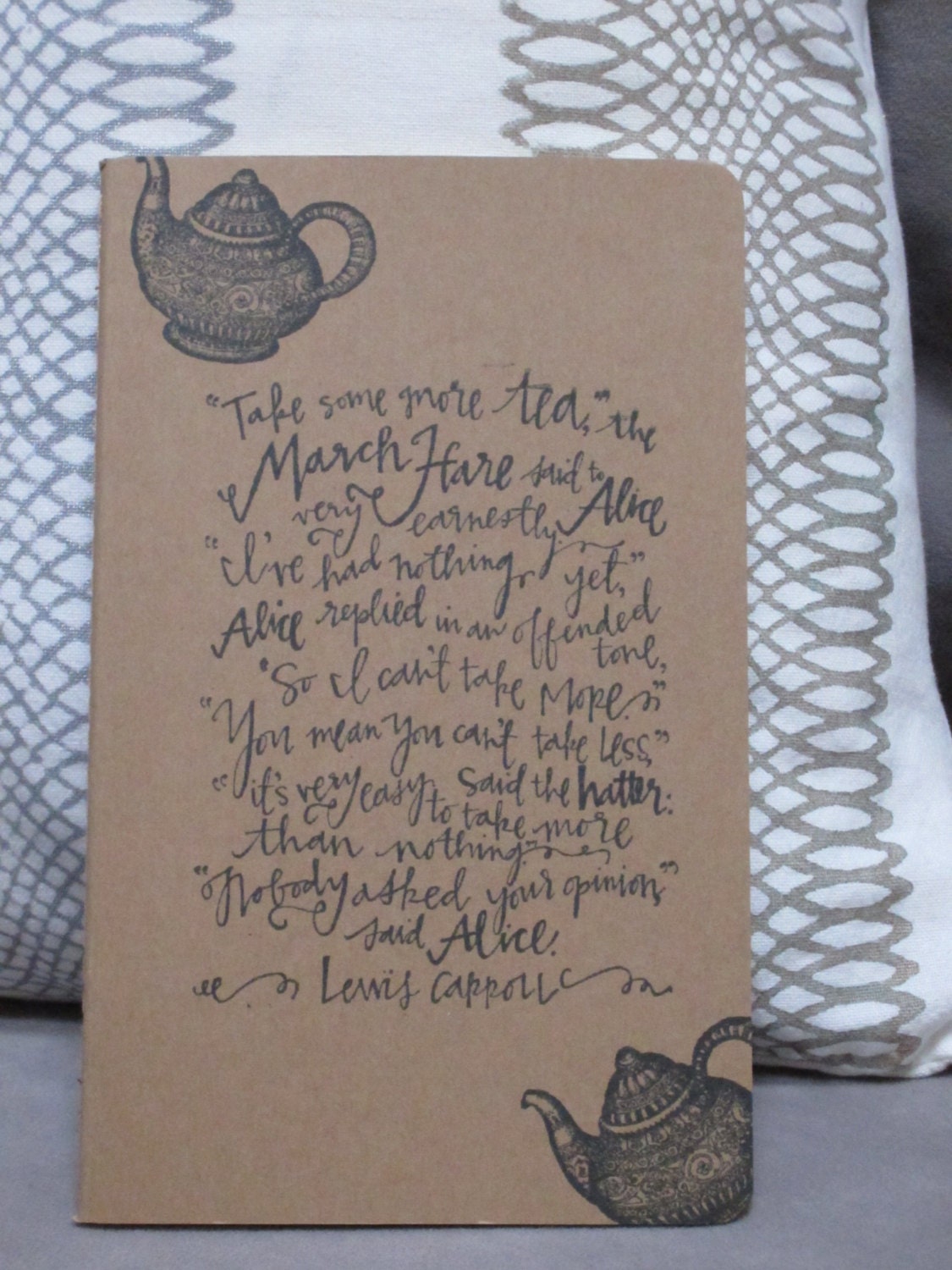 Vintage Style Moleskine Cahier Pocket Notebook with a Lewis Caroll Alice in Wonderland Quote