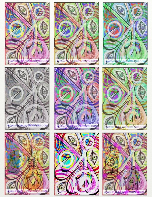 Printable Digital Mixed Media ACEO/Collage Sheet "Eyescape"