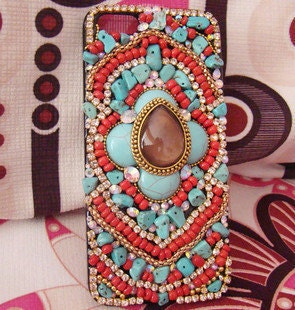 Boho style galaxy s4 case iPhone 5 Case unique Red beads Turquoise iPhone Cases Bohemia iPhone 5 Cases, custom iphone 4/4s cover/shall