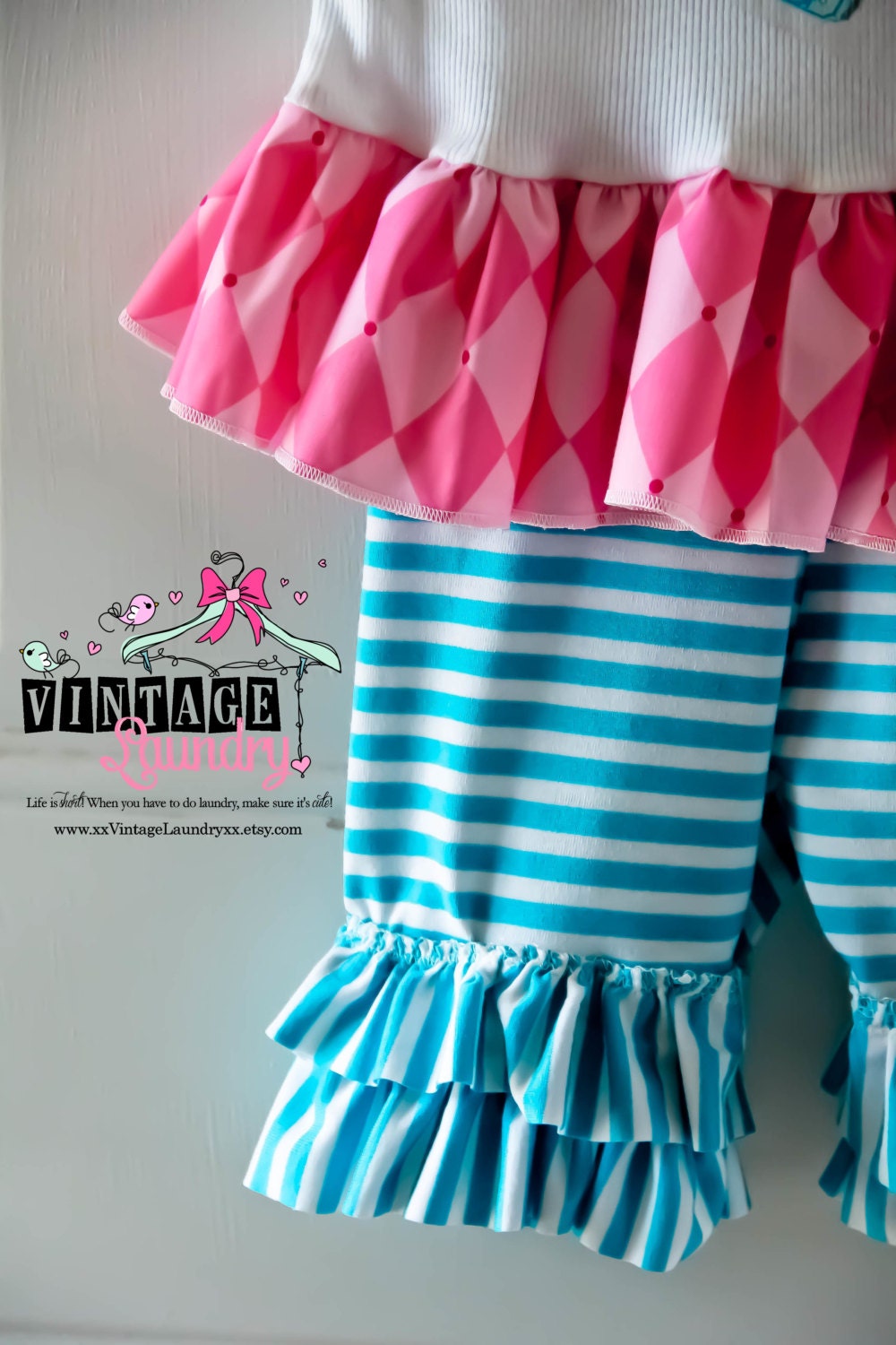 Blueberry Swirl Shorties - Smaller Sizes - Blue and White Stripe Knit Jersey Shorts Baby Toddler Girls