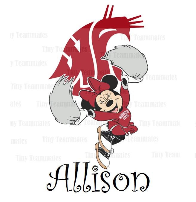Minnie Inspired Cheerleader Washington State Cougars - DIY PRINTABLES - All Teams Available - Perfect for Iron on transfer
