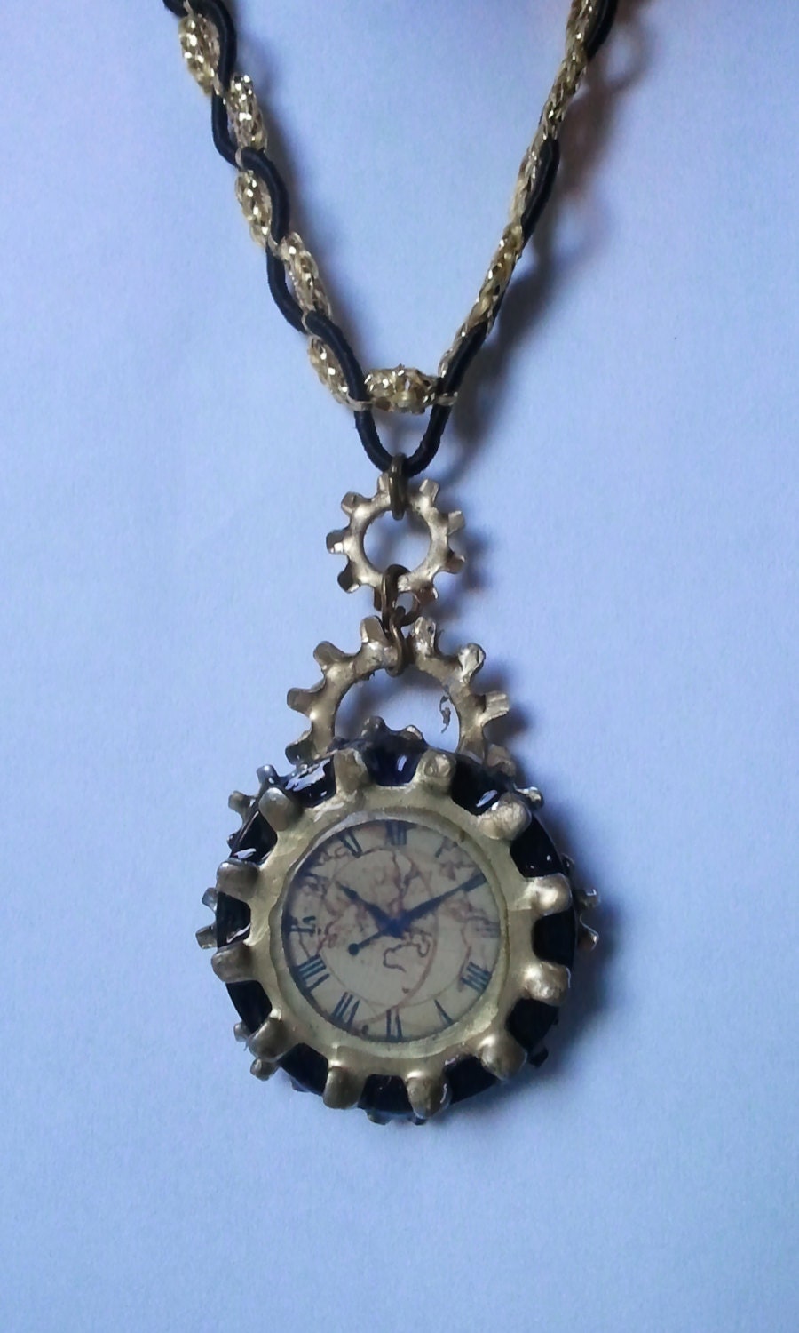 Locked Time-- Steampunk Handmade Pendant Necklace