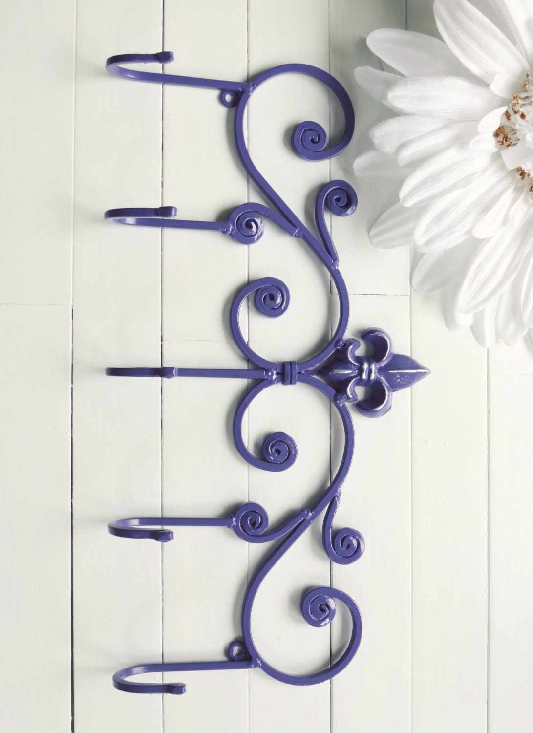 Fleur De Lis Decor / Metal Wall Hanger / Wall Hooks / Jewelry Rack / Towel Rack / Coat Hook / Metal Wall Decor / Purple / Customize Colors