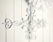 White Ornate Metal Cross Wall Art / White Home Decor / Cross Decor / Cross Wall Decor / Cross Wall Hanging