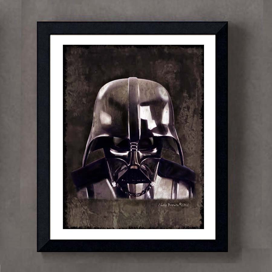 Fine Art Print: - "Vintage Darth Vader portrait from the original Star Wars"  - 8" x 10" Giclee print, Star Wars Fan art, Nerd Gift