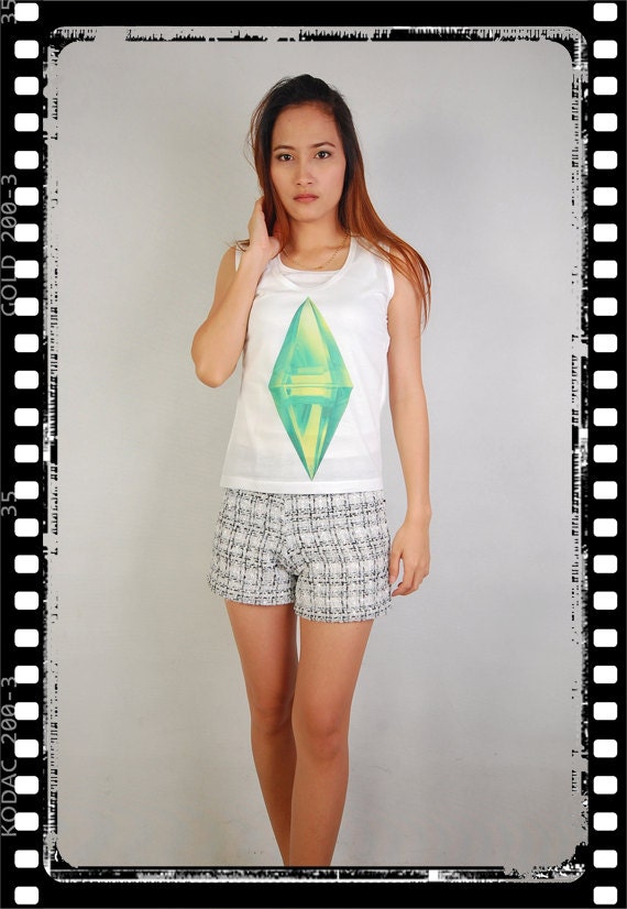 NWT. The Sims PlumbobIcon Item Game Punk Rock Vintage Women Tank Top Crop T-shirt Size S,M,L