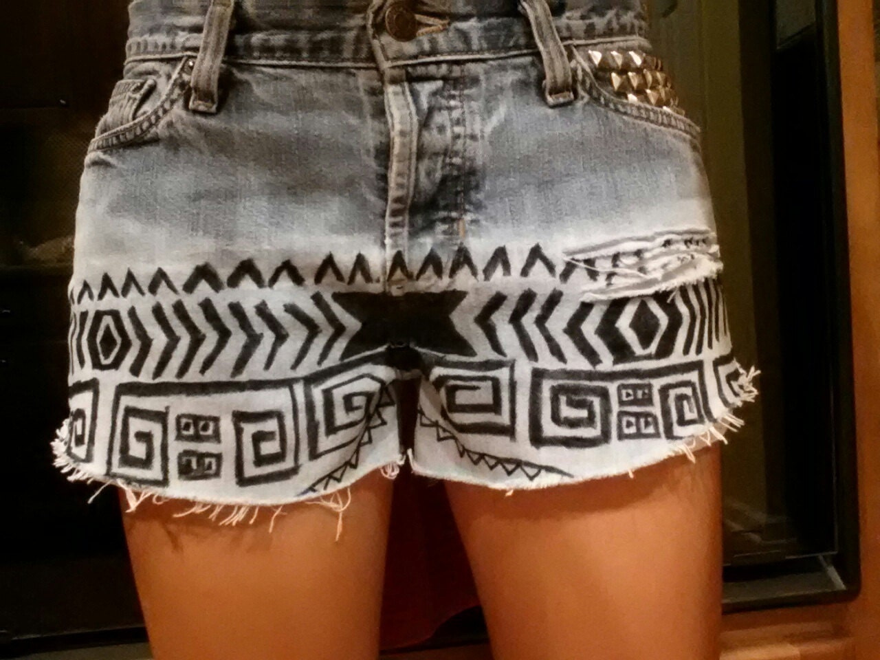 Tribal Bleached Denim Cut-Offs