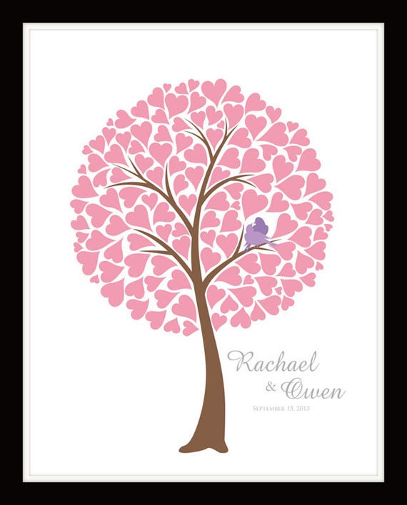 16x20 Personalized Wedding Tree Guest Book. 100 Guest Sign in. Great for Wedding, Bridal Shower, Anniversary. T090