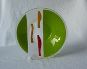 Colorful handmade fused glass bowl