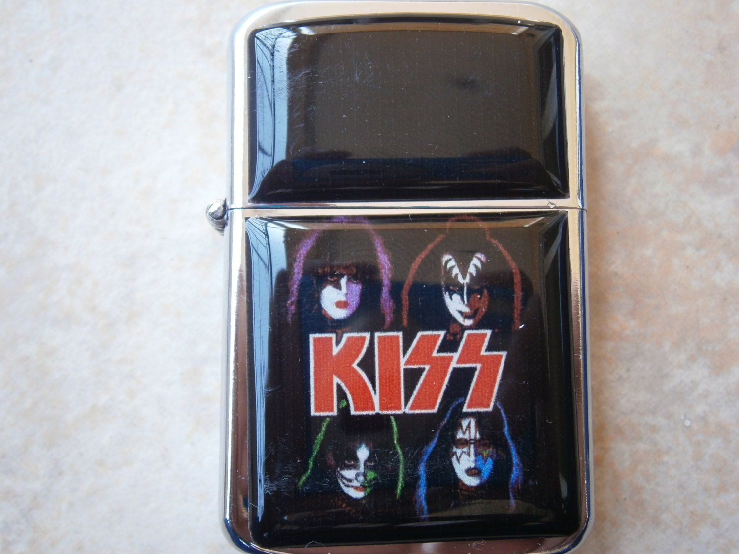 KISS Rock Band Tristar Chrome LIGHTER Flip Type Oil Cigarette Cigar Charm